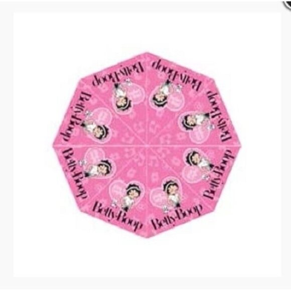New Betty Boop Pink 40" Width Compact Umbrella Attitude Pudgy Licensed Heart NIP - Picture 2 of 3